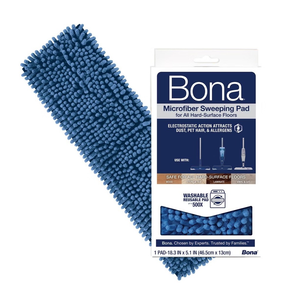 Bona Microfiber Sweeping Pad Blue Washable Reusable NEW
